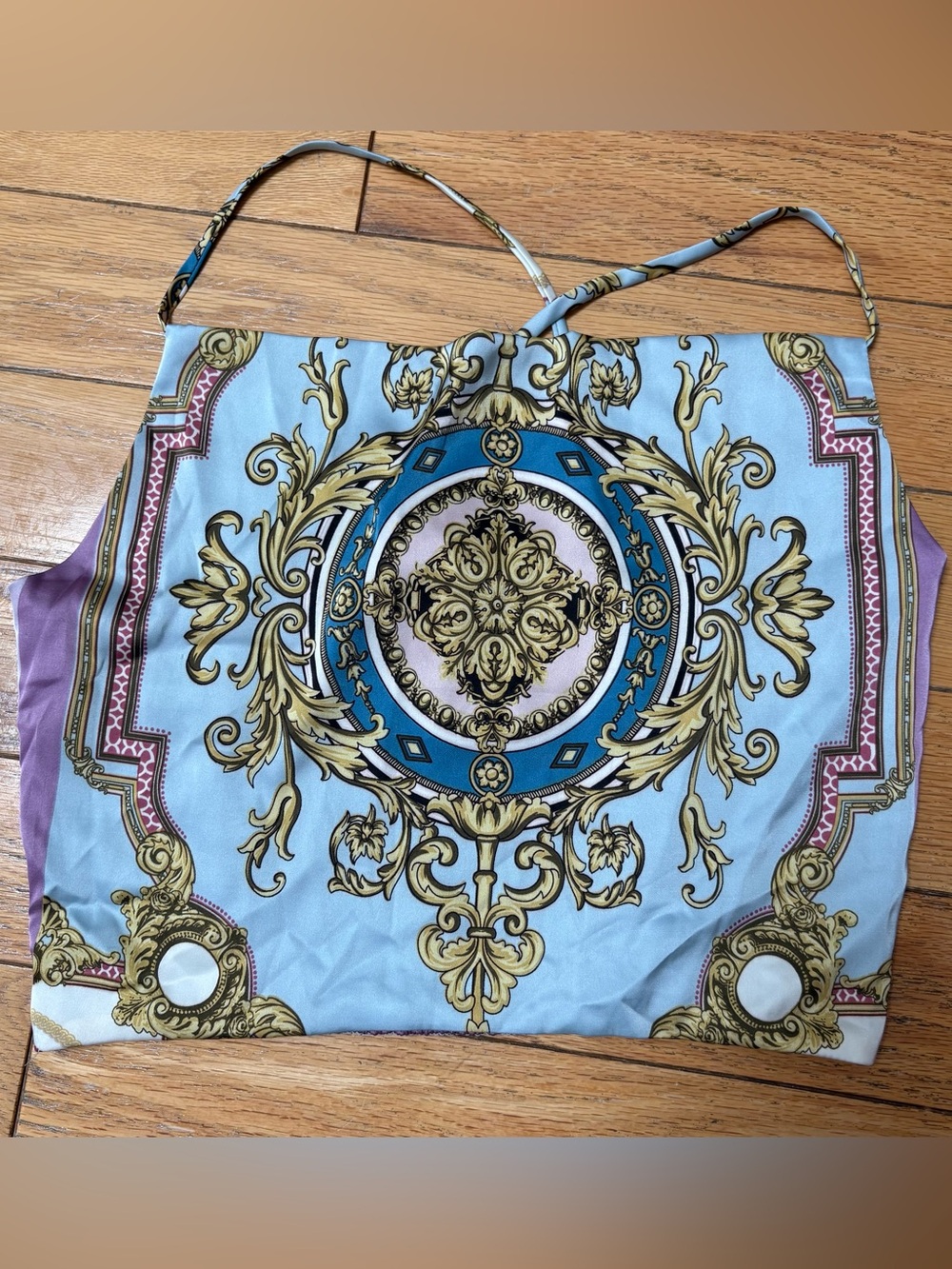 Rachel Zoe Blue and Gold Scarf Top
